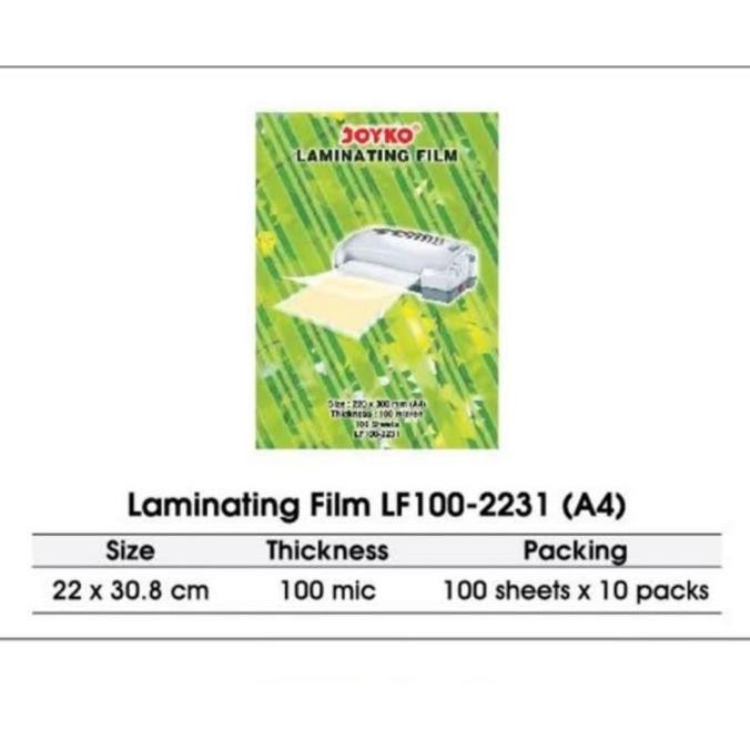 

Laminating Film A4 100micron JOYKO/Plastik Laminating A4/Plastik Press