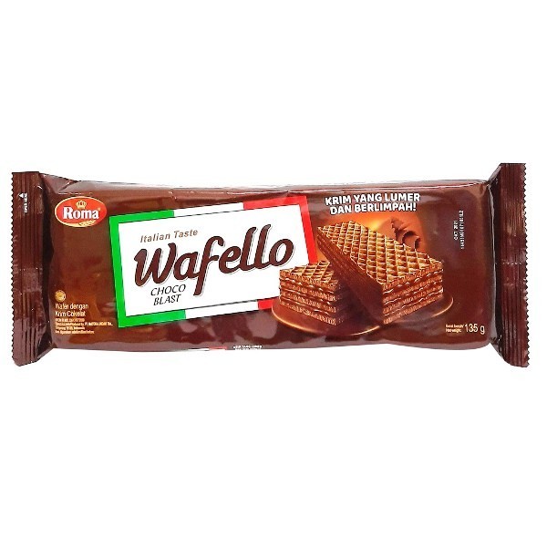 S28555 ROMA WAFELLO CHOCO BLAST WAFER 130GR MAJU BERSAMA (20251210)