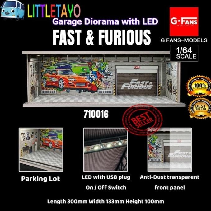 GEECHAN G-FANS MODEL 1/64 PREMIUM DIORAMA HOTWHEELS GARAGE with LED