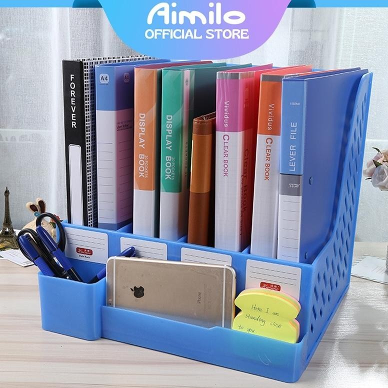 

Spesial Promo [Ready] Aimilo Rak Buku Rak Penyimpanan Desktop Organizer File Organizer Box File Rak Pena/ Organizer File / Buku Bahan Plastik Tebal He13