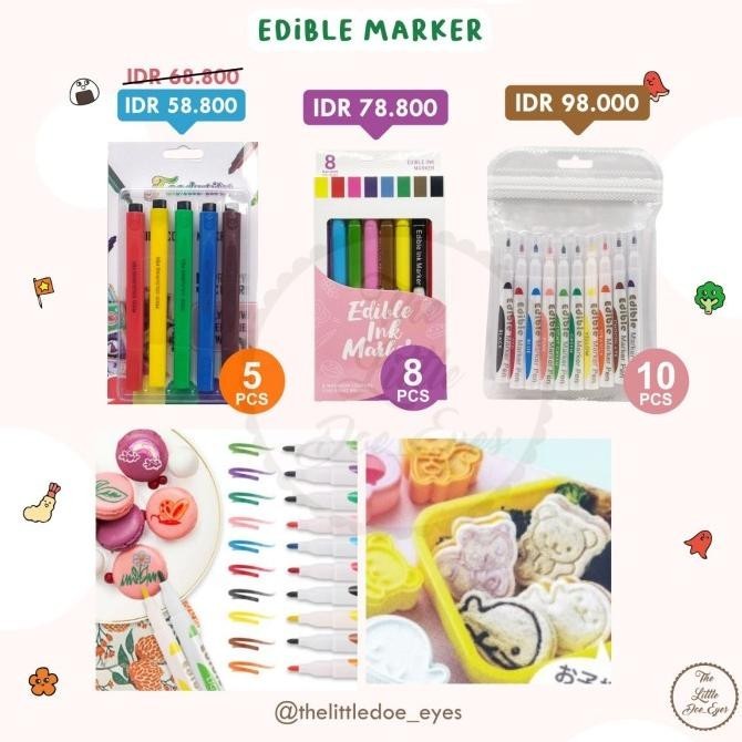 

BIG SALE EDIBLE MARKER SPIDOL MAKANAN / KUE / ROTI / BENTO !!!!!