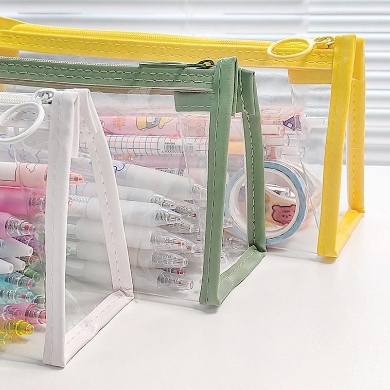 Ori Tempat Pensil Bening/Kotak Pensil/Tempat Pensil Aesthetic/Tas Makeup/Tas Penyimpanan Transparan 