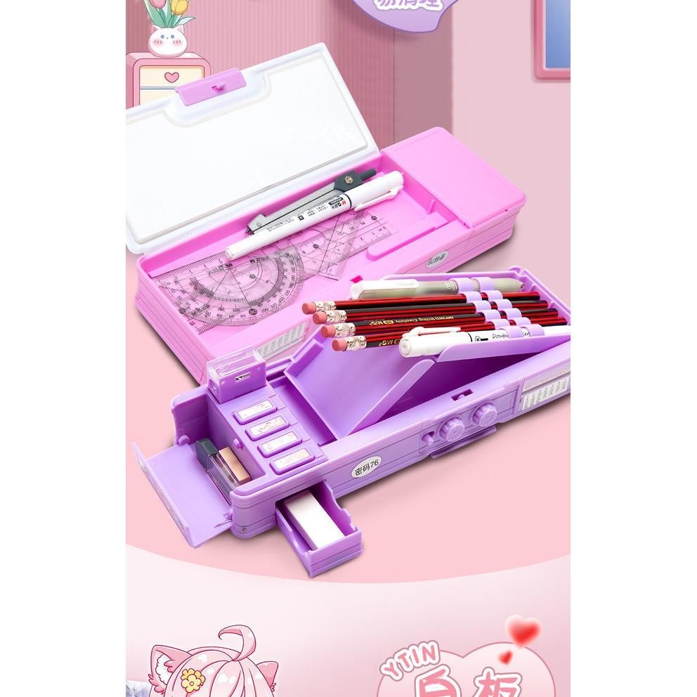 

8.8 Kotak Alat Tulis Gadis Kotak Pensil Kata Sandi Multi-Fungsi Wanita Yang Cocok Untuk Siswa Kelas 1-3 Tk