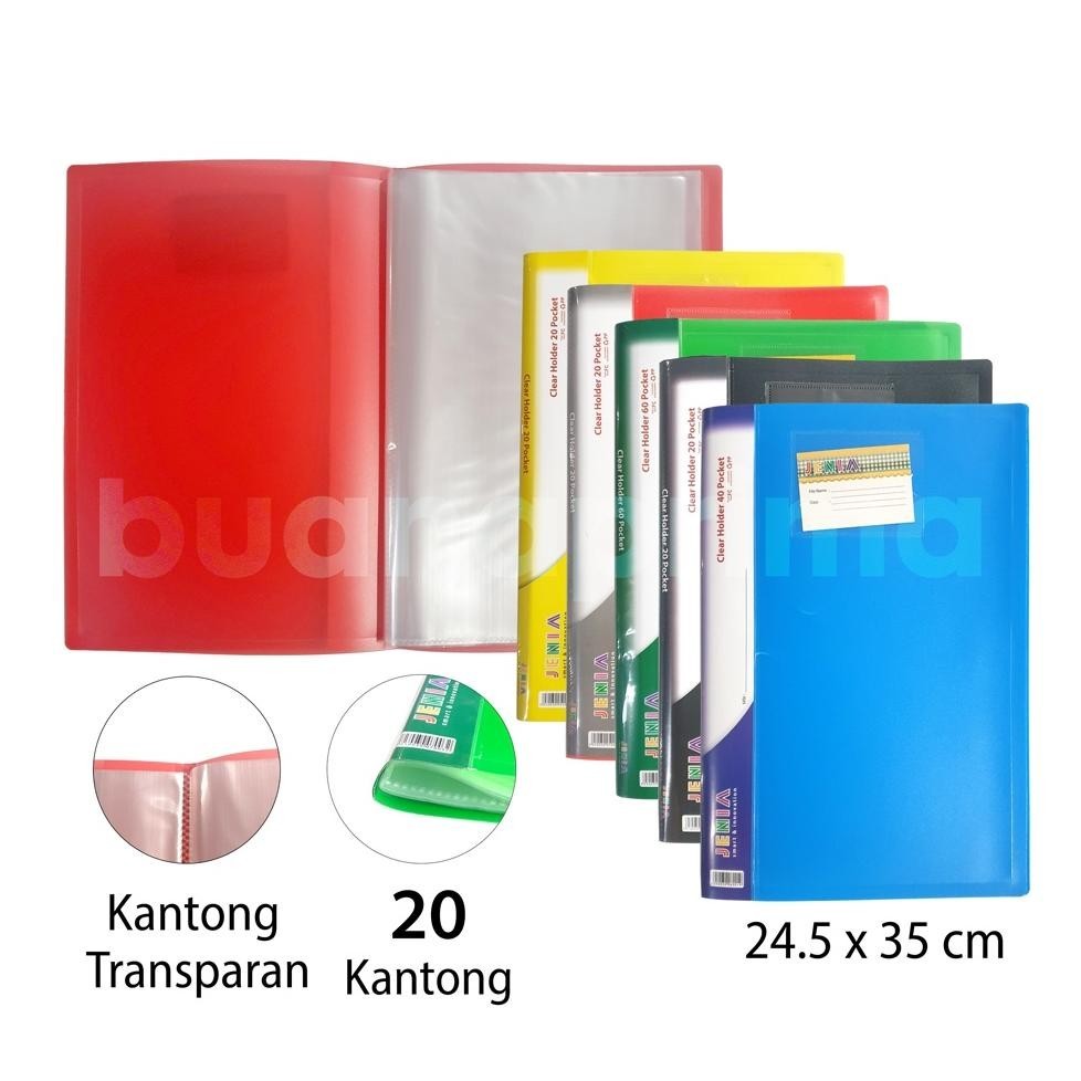 

Big Sale Map Clear Holder Jenia 20 Kantong Document Keeper Display Book Lembaran Pockets Plastik Folio F4