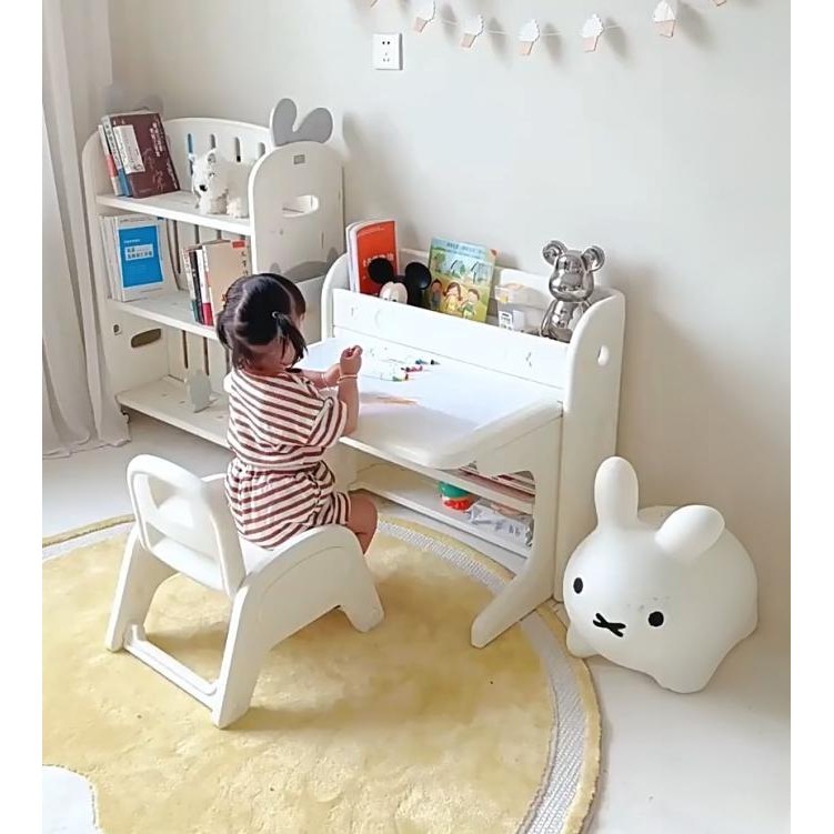 Kursi Meja Belajar Rak Tulis Anak Bahan Plastik PVC Aesthetic R2A1 H56J