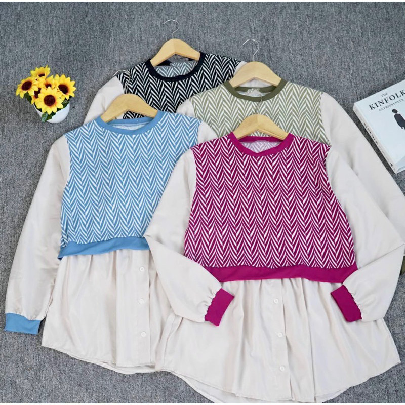 Atasn Kameja Wania Buju Krmeja Korea Atasan Cewek Import Premium Bloues Remaja Import Blus Cewe Mode