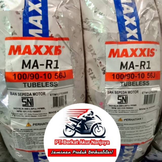 Maxxis MA-R1 100/90-10 ban tubeless import BONUS Pentil untuk motor Vespa Classic