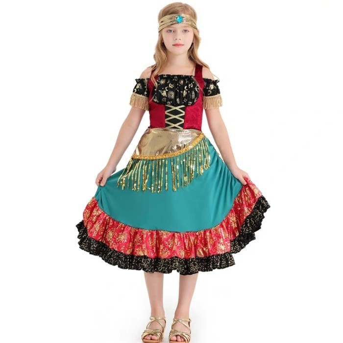 Gypsy Girl Halloween Costume Romany Girl Kostym Hindi Fortune Teller