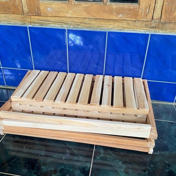 Rak sepatu 4 susun kayu zigzag lipat rak pot serbaguna lipat MRS01