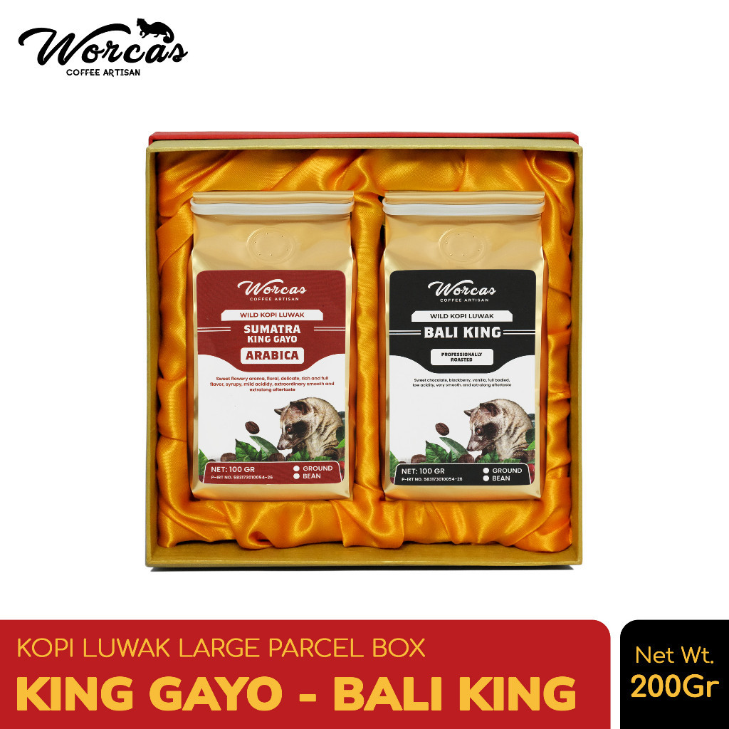 

WORCAS Kopi Luwak Liar Sumatra King Gayo & Bali King - Large Box Isi 2