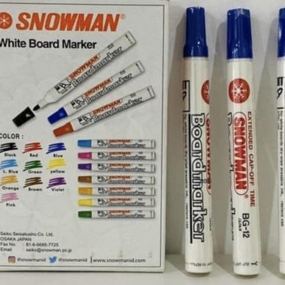 

Spidol Snowman White Board Marker No.Bg-12 Tinta Hitam / 1 Box 12 Pcs