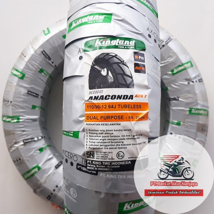 Ban motor Matic Kingland King Anaconda ATX7 110/90-12 Tubeless BONUS Pentil