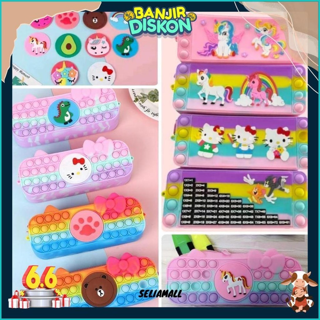 

(Promo) Kotak Pensil Pop It Karakter Tas Anak Mainan Anak Popit Pelangi Perlengkapan Sekolah Dan Alat Kantor (Ready|Cod|Murah)