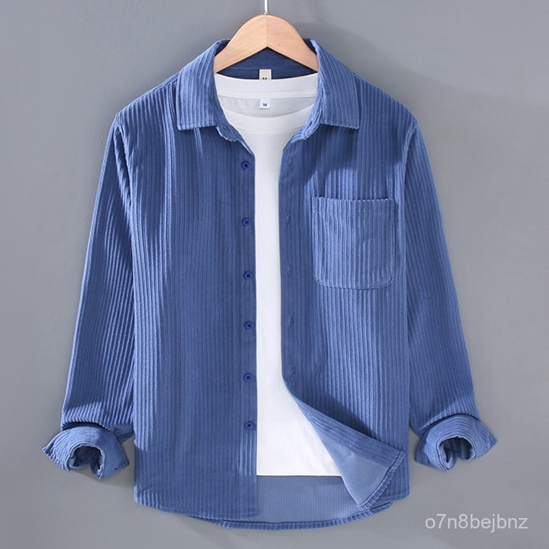 Overalls Long Sleeve Shirt Men's Autumn New Corduroy Coat Men's High Sense Spring and Autumn Shirt S