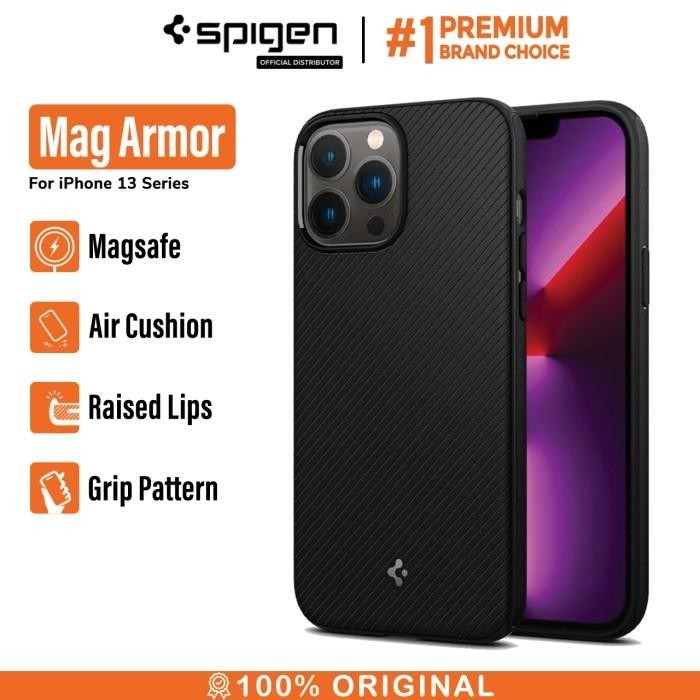 Case Iphone 13 Pro Max 13 Mini Spigen Mag Armor Magsafe Matte Casing - 13 Pro Max, Black