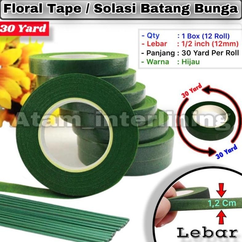 

Cq37 1 Box Isi 12 Roll | Floral Tape Lebar 1,2Cm Panjang 30 Yard Per Roll Hijau | Selotip Bunga | Solatip Batang Bunga | Solatip Daun | Isolatip Bunga | Isolasi Tangkai Bunga | Flower Tape | Florist Tape | Floral Tape Hijau | Floral Top Kekinian