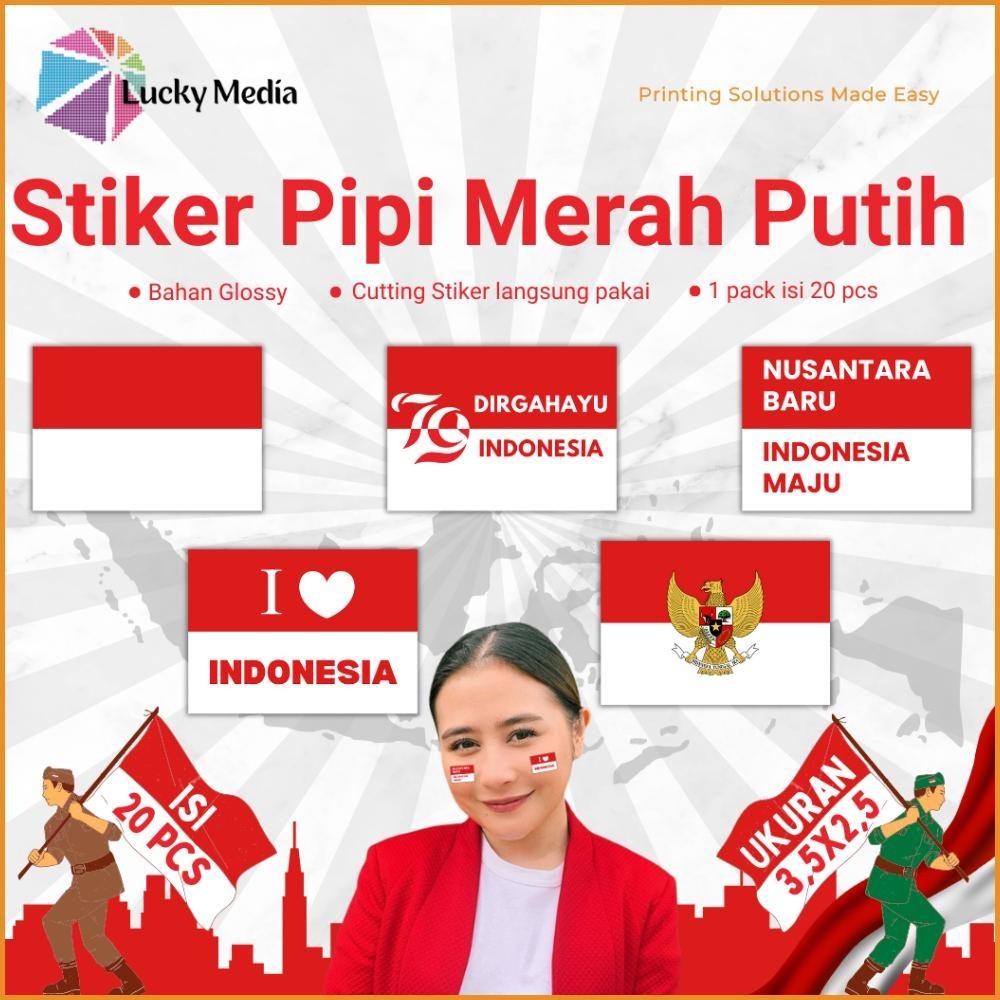 

PROMO AKHIR TAHUN [READY] Stiker Pipi Merah Putih HUT RI 79 isi 20 Tempelan Pipi Bendera 17 Agustus Sticker AgustusAN SALE