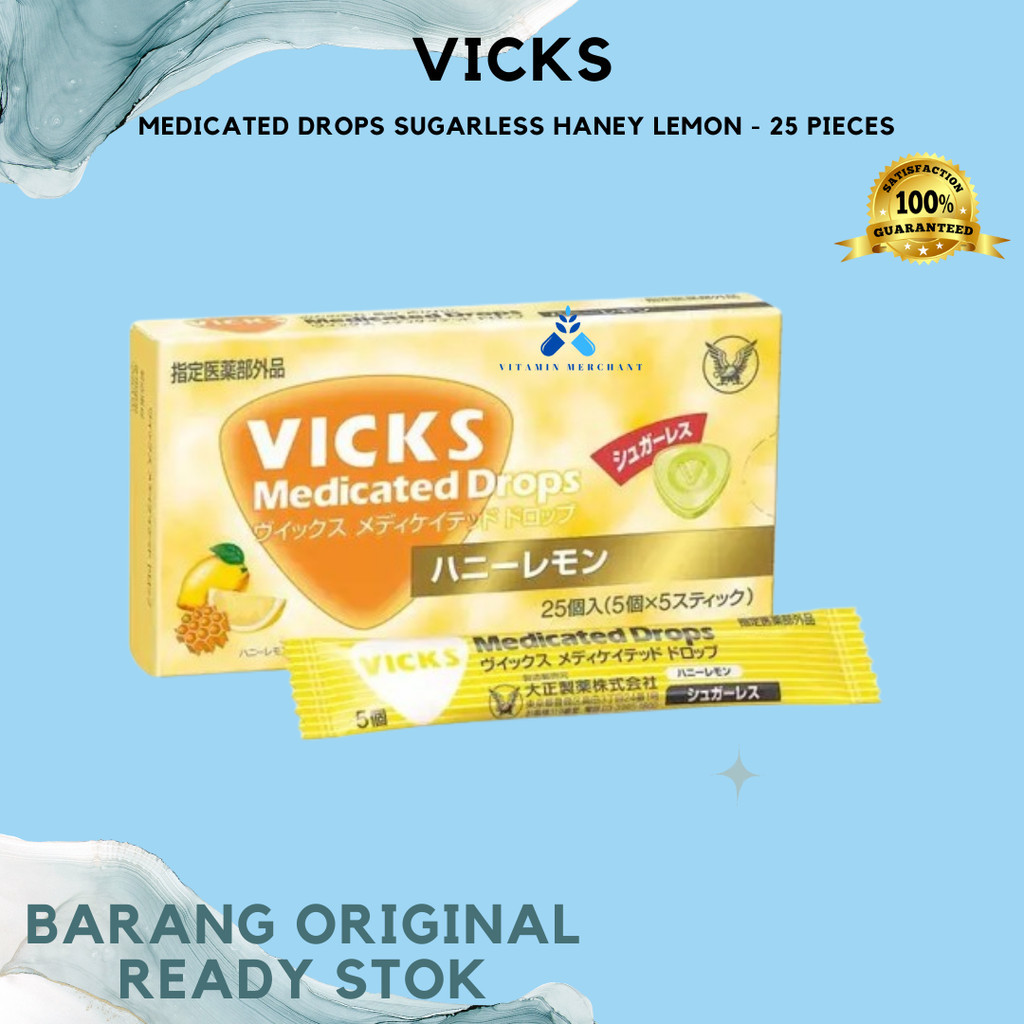 

VICKS Medicated Drops Sugarless Haney Lemon Oral Care Candy 25Pieces