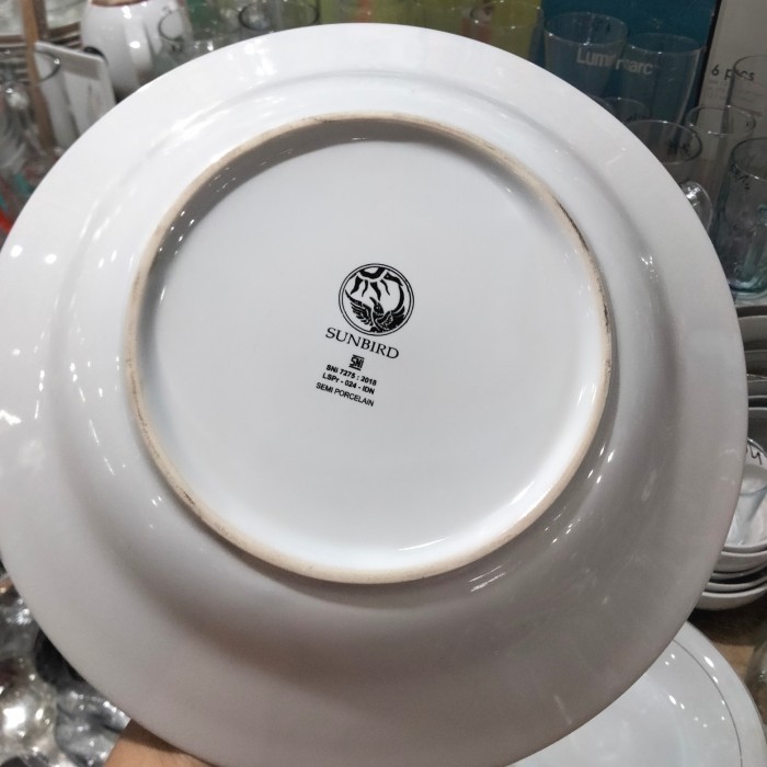 Ede Piring Makan Sunbird Cekung Putih Polos 9 Inch 1 Lusin
