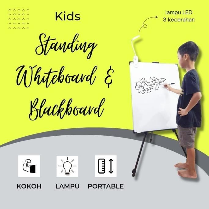 

Hs- Papan Presentasi Meeting Flipchart Whiteboard Portable 2 In 1