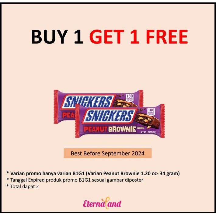 

Snickers Chocolate Peanut Brownie - Cokelat Impor Usa