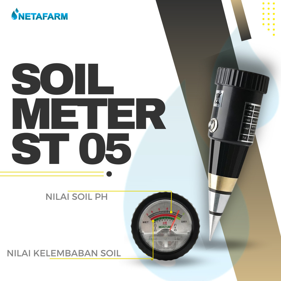 Original Ph Meter Tanah Kelembaban / Alat Ukur Ph Soil Meter Tester St 05