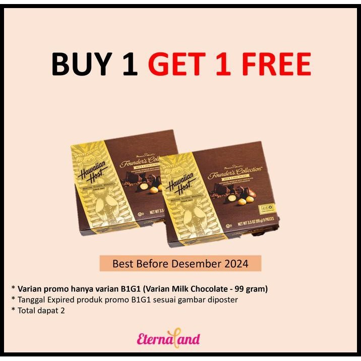 

Hawaiian Host Founders Collection Milk Chocolate 3.5 Oz - Impor Usa