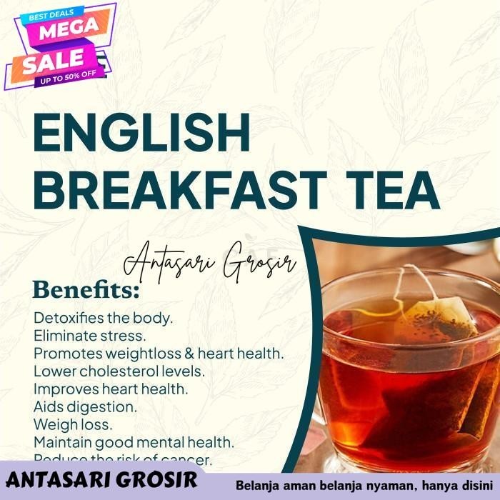 

ENGLISH BREAKFAST 10 TEA BAGS TEH HITAM BLACK DRIED ALAMI PURE ORGANIK KUALITAS TERBAIK!