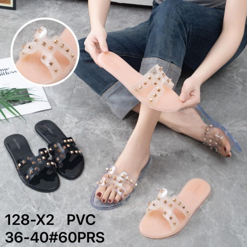 Sandal Selop Kokop Jelly Wanita Motif Piramid H Branded 128 Import
