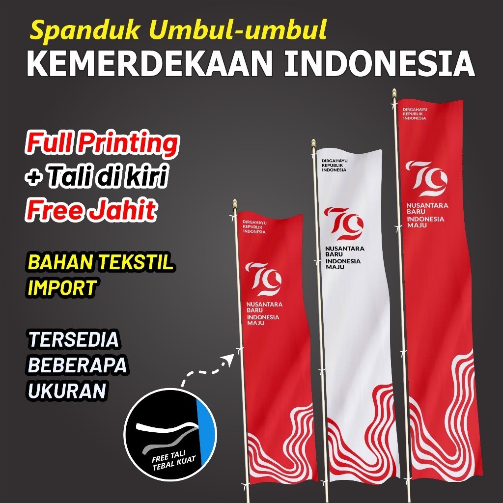 Spanduk Umbul umbul Kemerdekaan Indonesia / Umbul umbul 17 agustus / umbul umbul full printing