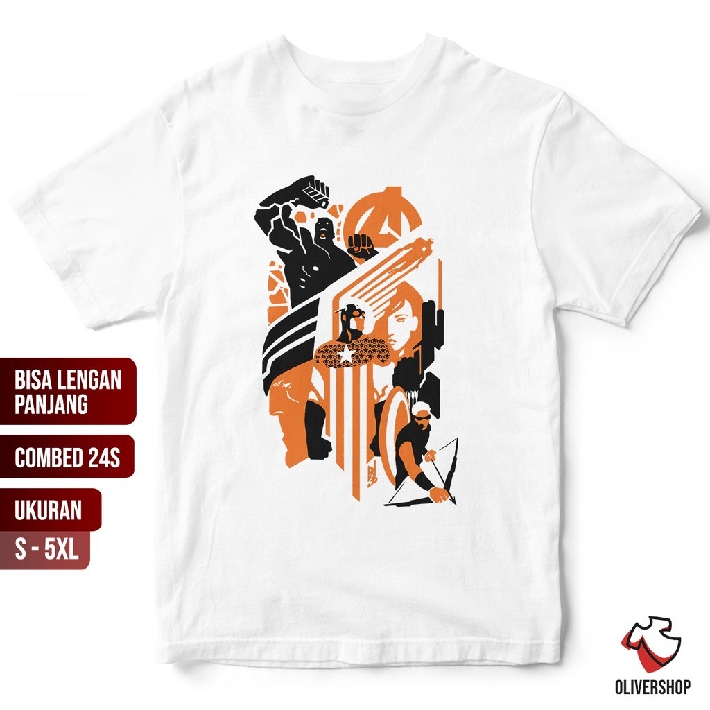 Kaos AVENGERS ironman captain america hawkeye hulk black widow - MARVEL - baju kaos tshirt superhero