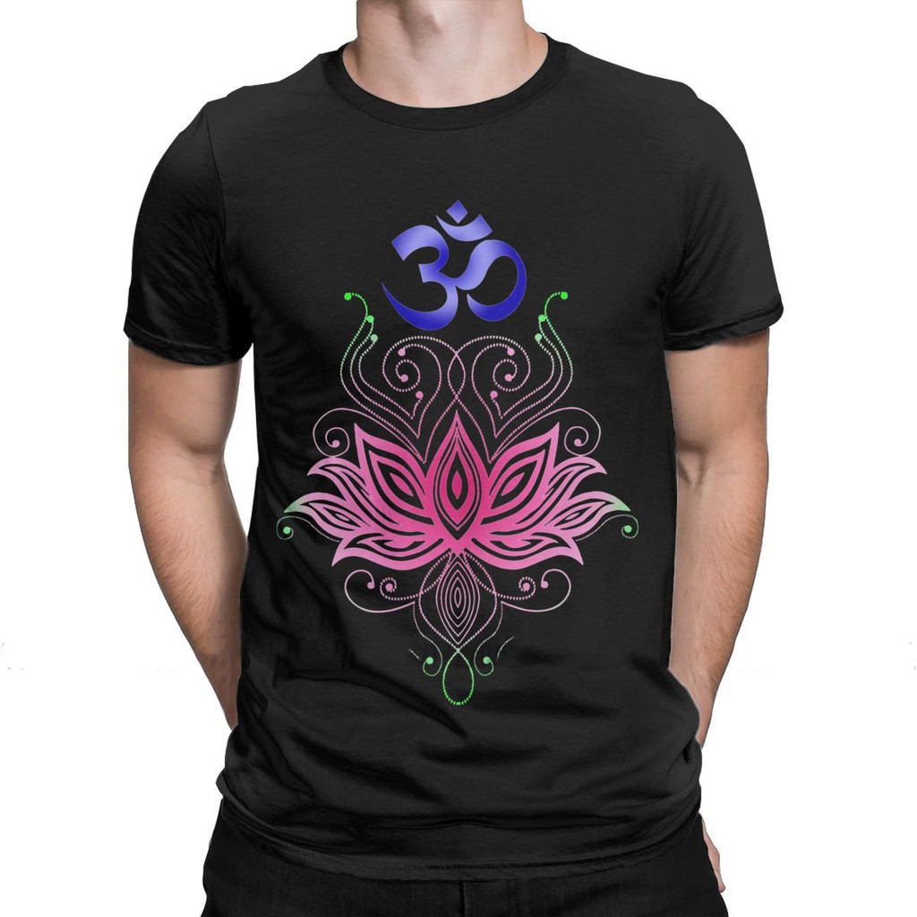 Kaos Lotus-Om Pria Shiva Hindu Ganesha God India Kaos Lingam Wanita Vintage Kaos Musim Panas Ukuran 