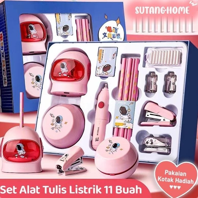 

ed-76 SUTANGSet Perlengkapan Alat Tulis Otomatis / Electric Stationery Set Lengkap / Set Alat Tulis Sekolah Elektrik Rautan Penghapus Vacuum Premium
