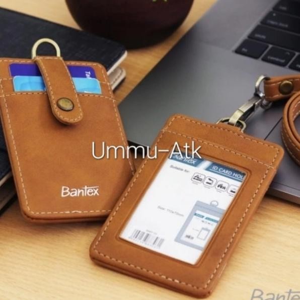 

Id Card Holder Kulit Button Bantex + Tali Layard Brown