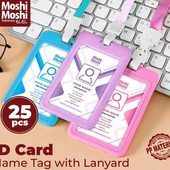 

25 Pcs Id Card Moshi Nametag Holder Tempat Kartu Identitas Akses Tali