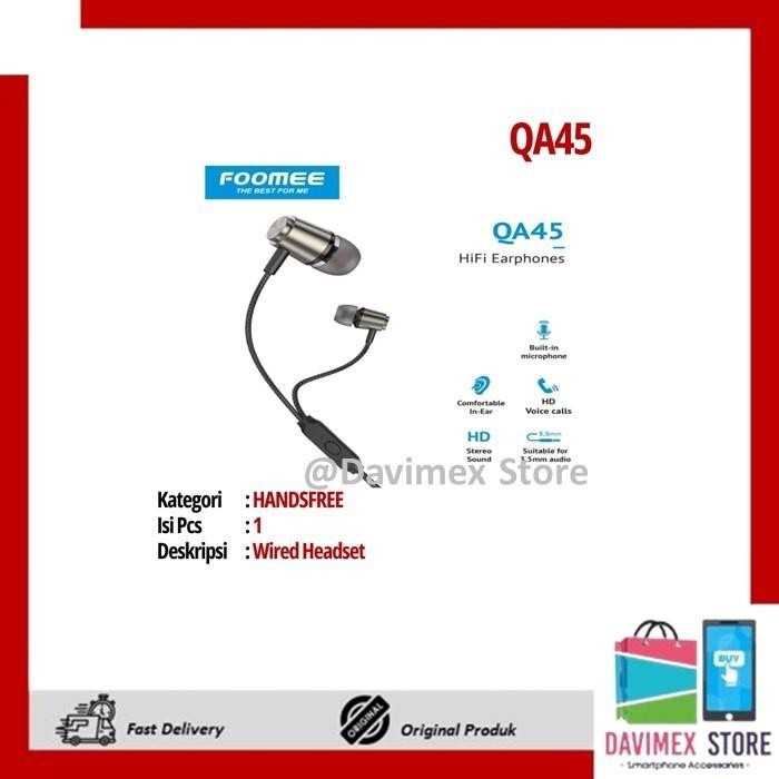 [ORI] FOOMEE QA45 Wired Headset Handsfree