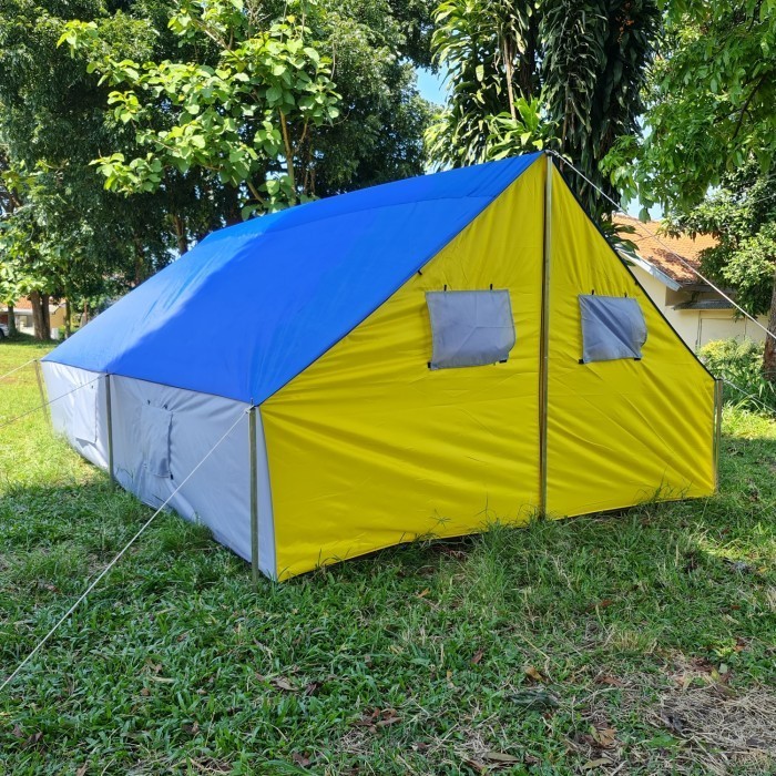 {DianShop} Tenda pramuka 3x4 - Biru-kuning kain tnpa tiang Berkualitas