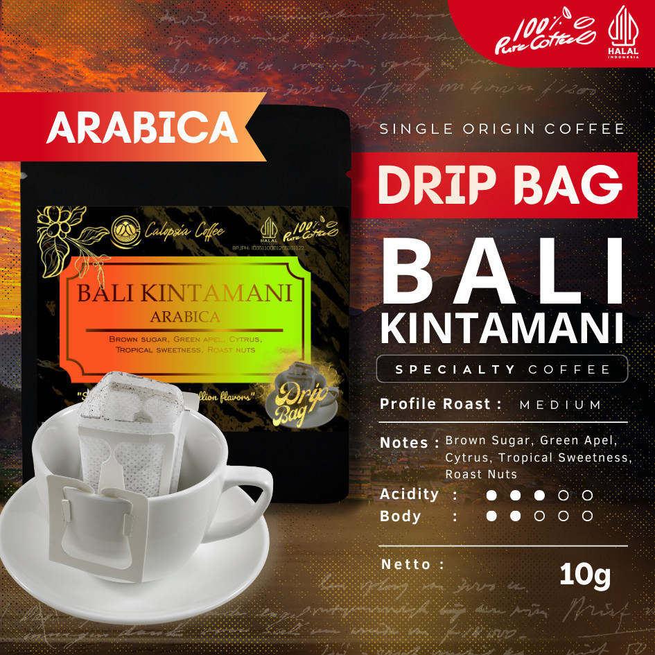 

CALOPSIA Drip Bag Bali Kintamani Arabica Single Origin (Specialty Grade 1) | Filter Bag Coffee