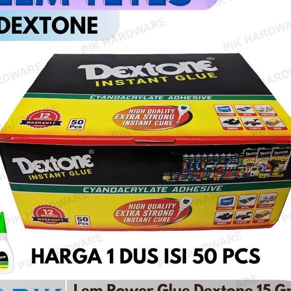 50 Pcs Lem Korea - Lem Tetes Dextone 15Gr Serbaguna | Lem Setan Instan