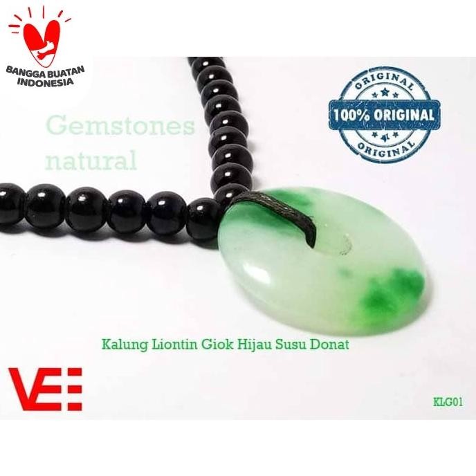

VeE Kalung Liontin Kesehatan Giok Hijau Susu Donat
