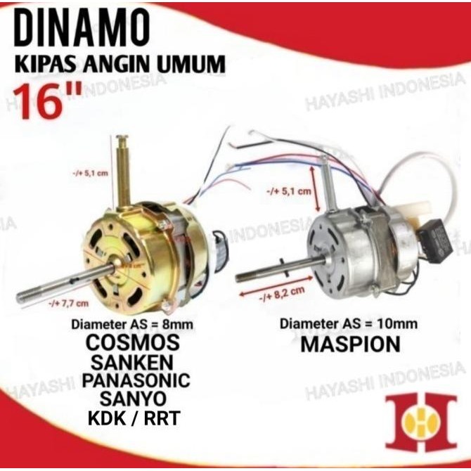 Dinamo Motor Mesin Kipas Angin Cosmos Maspion Miyako Sanken KDK RRT