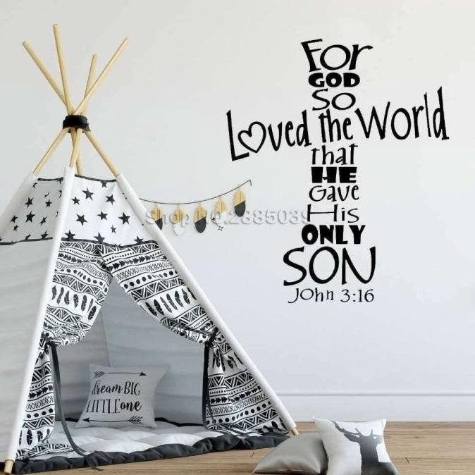 

Jumbo stiker wallpaper dinding ayat rohani kristen alkitab Yoh 3:16