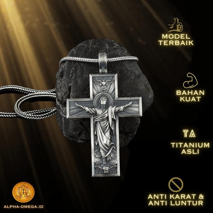 

Kalung Salib Gambar Tuhan Yesus Titanium | Kristen Katolik
