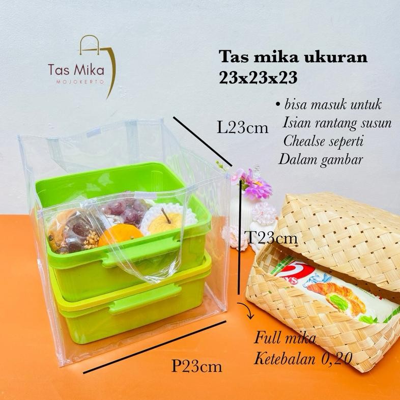 

gfd-6 1LUSIN Tas Mika Uk 23x23x23 Nasi Box Hajatan Berkat Hemat