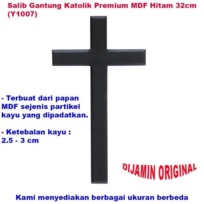 

Pajangan Salib Dinding Gantung Kristen Premium MDF Hitam Polos 32cm