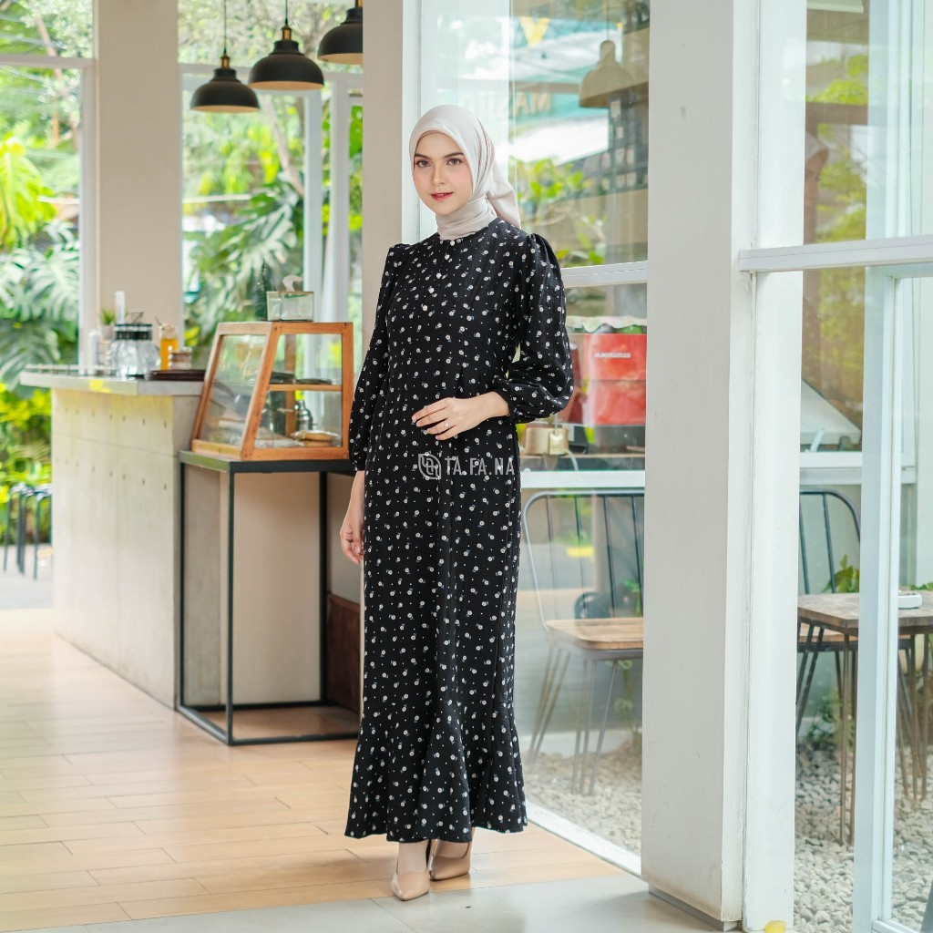 Baju Muslim Wanita // TAFANA - Jisso Dress Muslim Korea Bahan Crinkle Premium gamis motif bunga