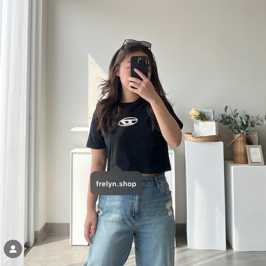 We69 FRELYN SHOP - CROP TOP MOTIF | BAJU KAOS TUMBLR CROP TEE TSHIRT KAOS KOREA FASHION WANITA SAGE 