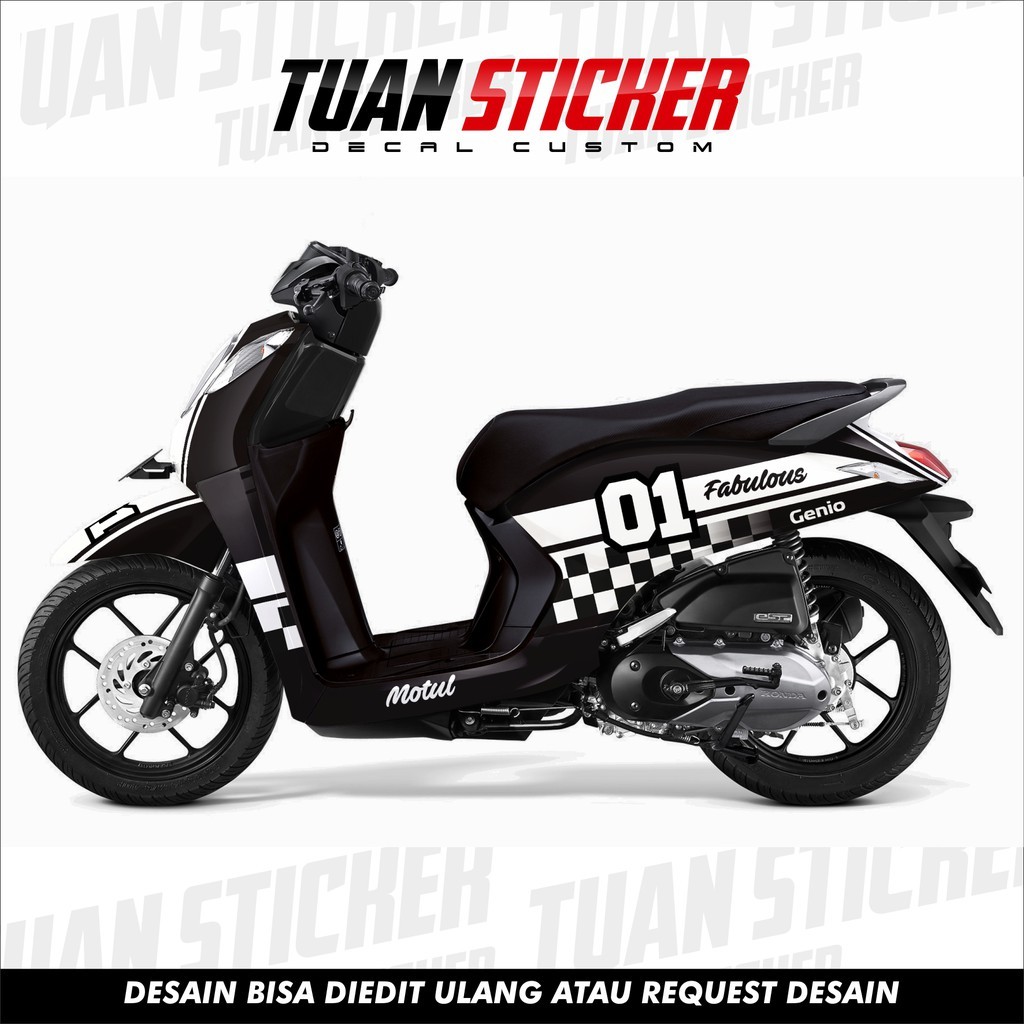 Sticker Striping decal Genio, Decal Honda Genio, Striping Genio, Sticker Honda Genio black w retro