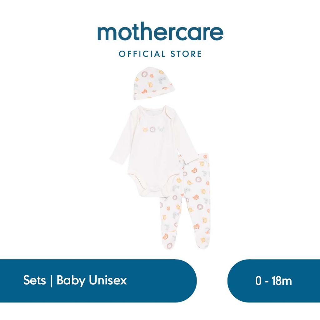 Mothercare Safari 3-Piece Baby Outfit Set - Set Baju Bayi (Krem)