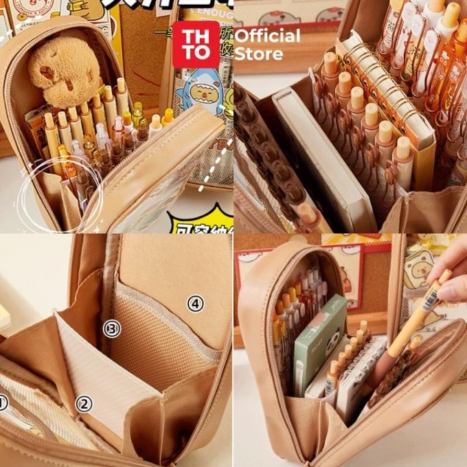 

THTO Layer Tas Tempat Pensil Case Pouch Anak Sekolah Capybara Transparan PVC Stationery Kantor A113 LFS